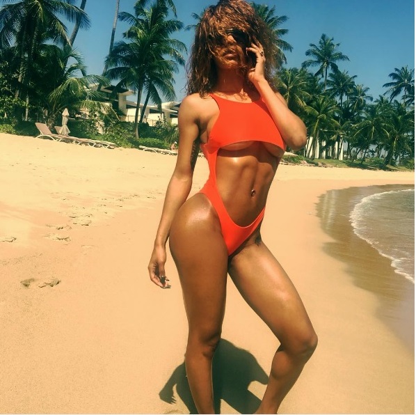 Teyana Taylor in Orange Bikini