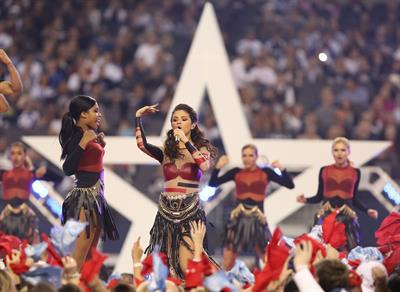Selena Gomez performing at Thanksgiving NFL show