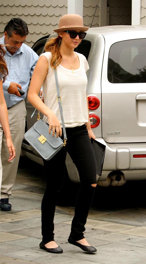 Jennifer Lawrence walking with a friend in Santa Monica on June 16, 2012 