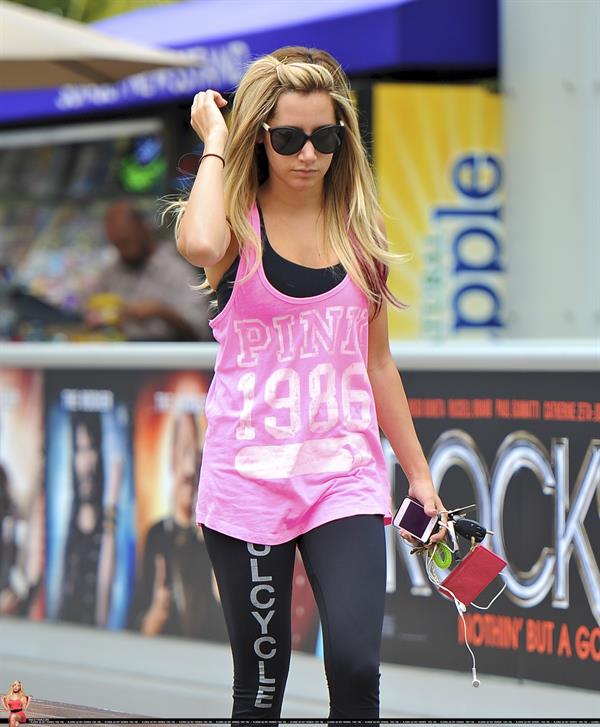 Ashley Tisdale arriving at the Equinox gym in West Hollywood June 15, 2012 