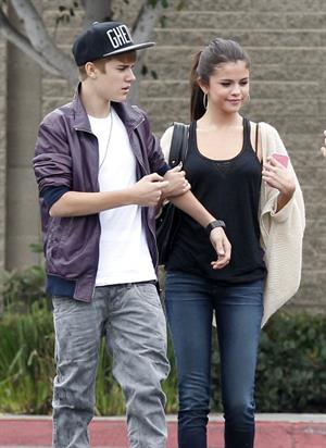 Selena Gomez and Justin Bieber in Los Angeles on September 16, 2011