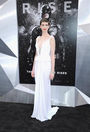 Anne Hathaway attending the Dark Knight Rises premiere in New York on July 15, 2012