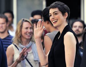 Anne Hathaway Christopher Nolan immortalized with hand and footprint ceremony on July 7, 2012