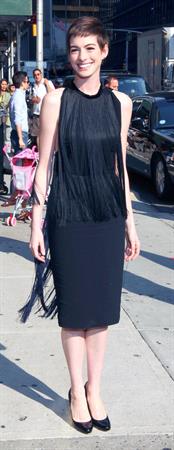 Anne Hathaway at Late Show with David Letterman in New York on July 11, 2012