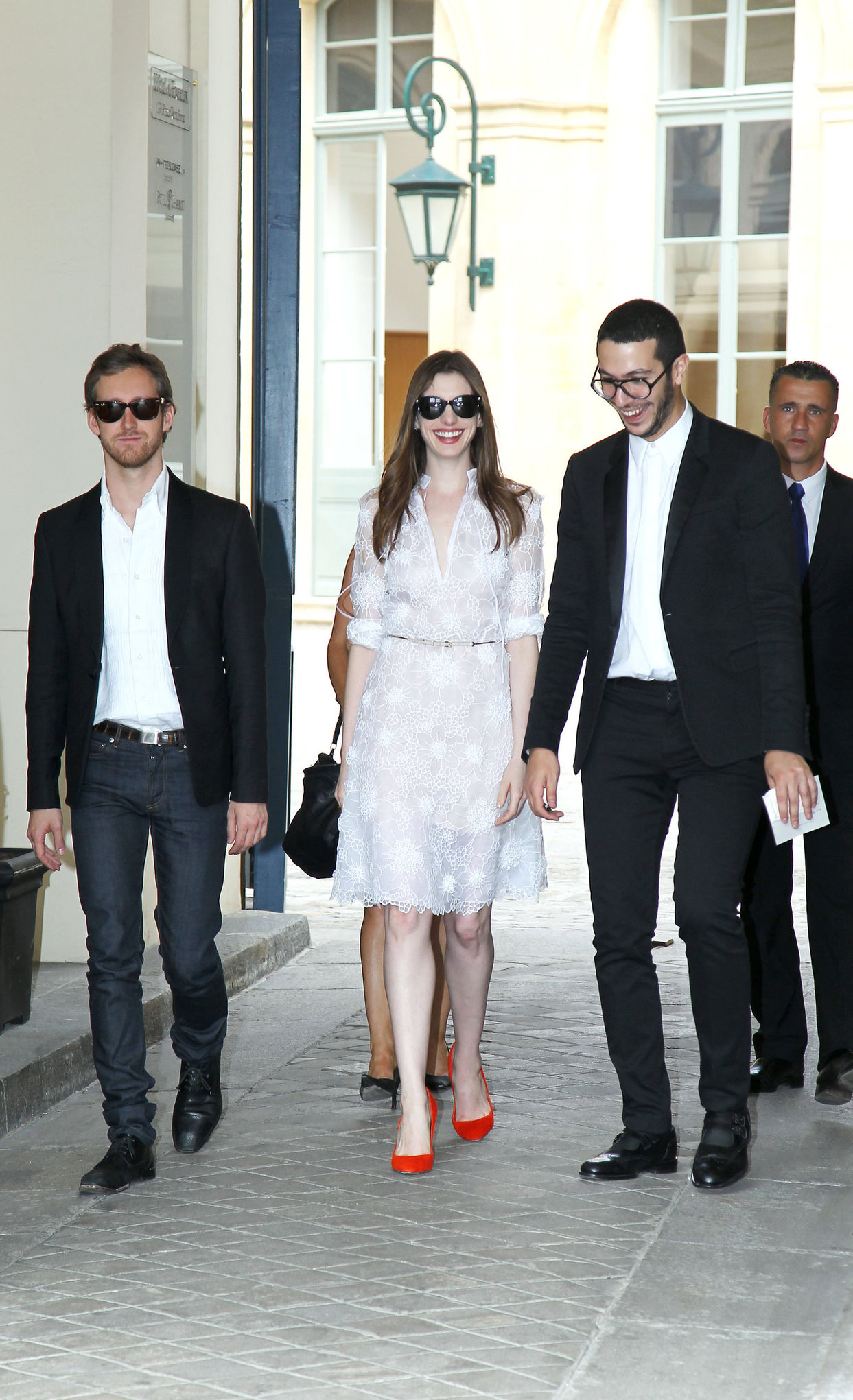 Anne Hathaway Givenchy private show for Anne Hathaway then visiting Chopard Jewelry in Paris on July 6, 2011
