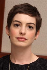 Anne Hathaway the Dark Knight Rises press conference portraits in Beverly Hills on July 8, 2012