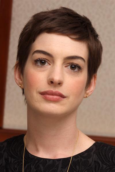 Anne Hathaway the Dark Knight Rises press conference portraits in Beverly Hills on July 8, 2012