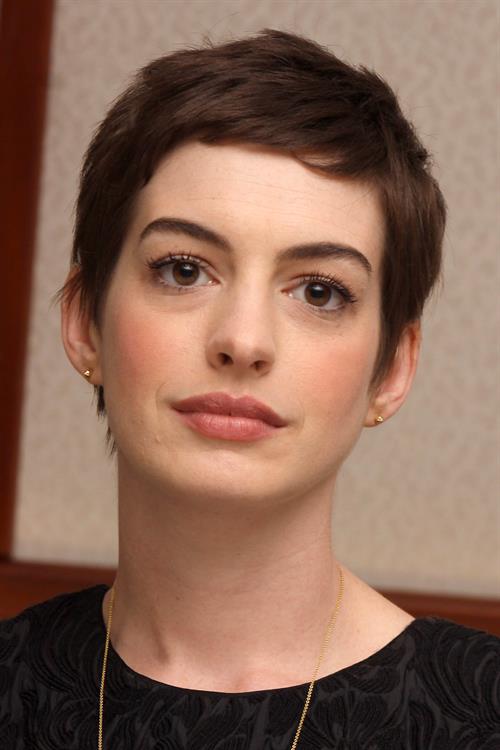 Anne Hathaway the Dark Knight Rises press conference portraits in Beverly Hills on July 8, 2012