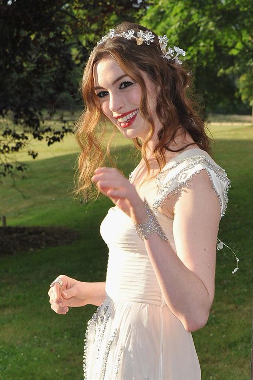 Anne Hathaway White Fairy Tale Love Ball in Paris on July 5, 2011