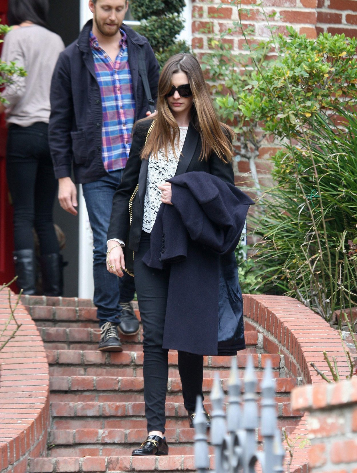 Anne Hathaway leaving a friends house in Beverly Hills on January 20, 2012