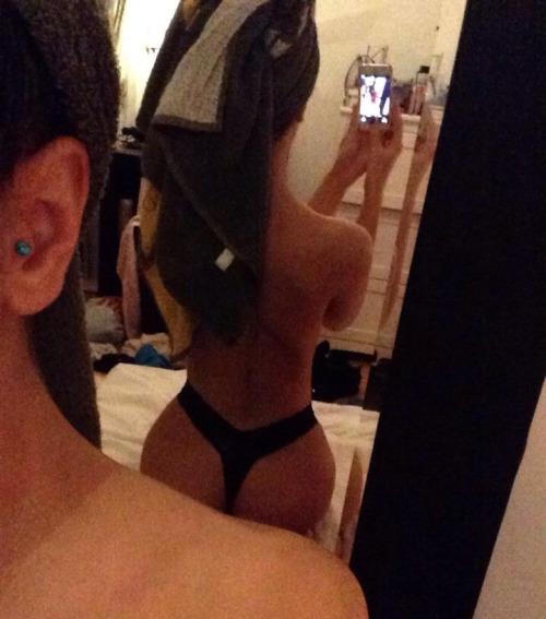 Anonymous in lingerie taking a selfie and - ass