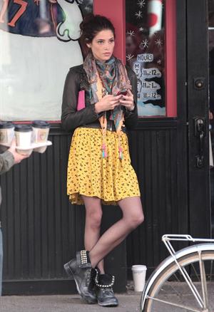 Ashley Greene on the set of Americana in New York City on March 14, 2012