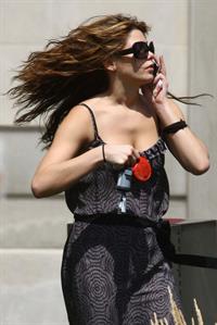 Ashley Greene walking her dog around her hotel in Detroit on July 17, 2010 