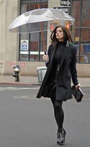 Ashley Greene on set of a photoshoot for DKNY in New York on April 1, 2012