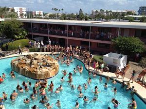 Selena Gomez, Vanessa Hudgens and Ashley Benson on the set of Spring Breakers on March 21, 2012