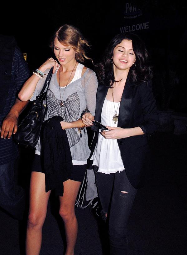 Selena Gomez and Taylor Swift outside a bowling alley in Los Angeles