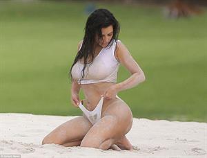 Kim Kardashian in white bikini in Mexico