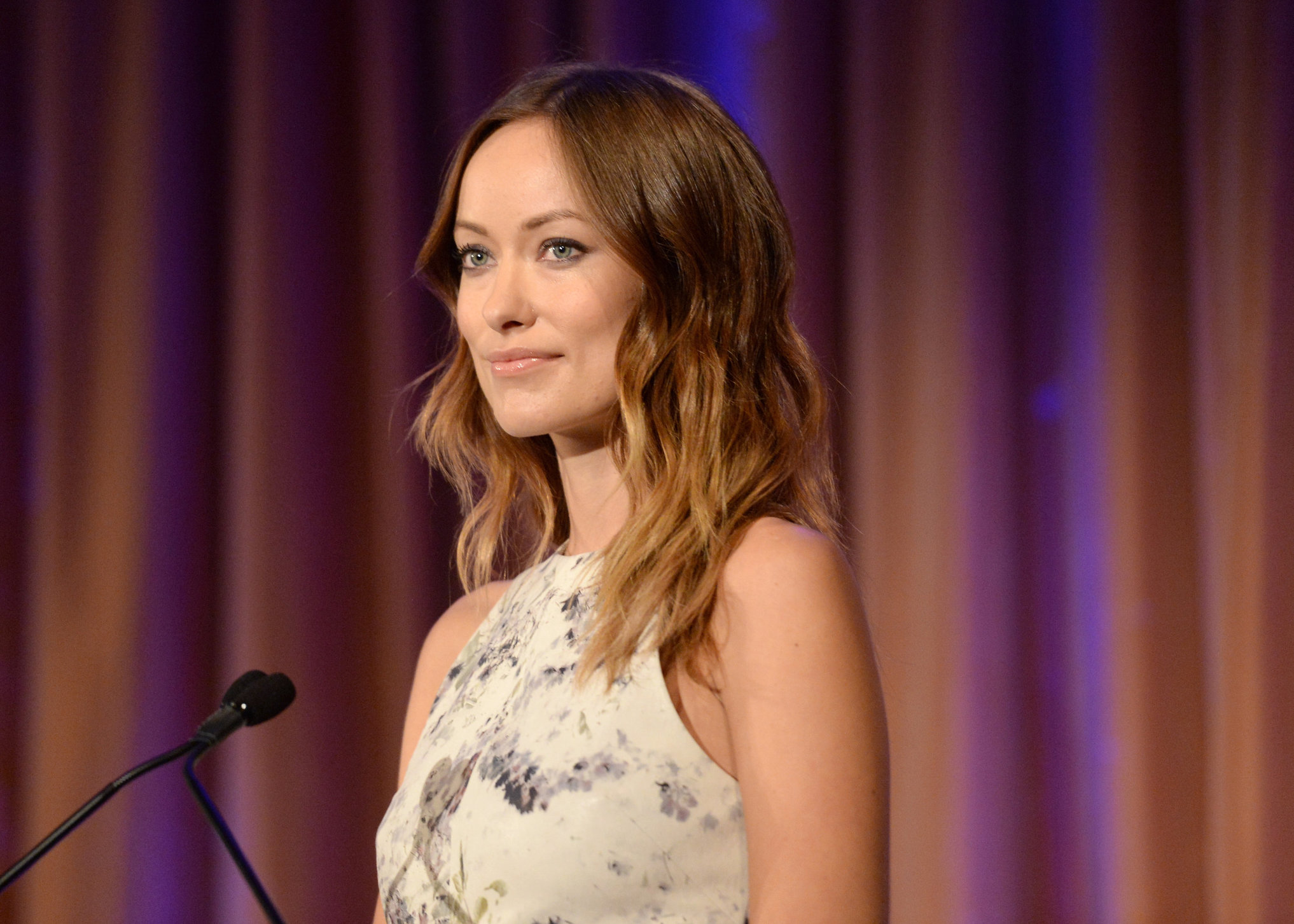 Olivia Wilde debuts her small baby bump while attending the 2013 International Women’s Media Foundation’s Courage in Journalism Awards at the Beverly Hills Hotel on Tuesday (October 29, 2013) in Beverly Hills, Calif.