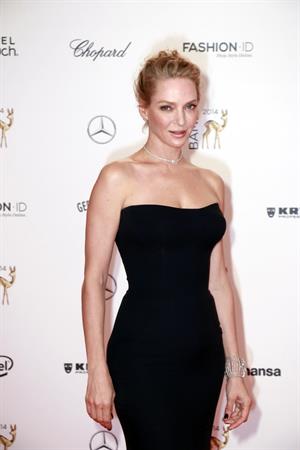 Uma Thurman in a black dress for bambi awards