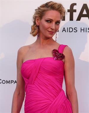Uma Thurman in a pink dress - amfAR