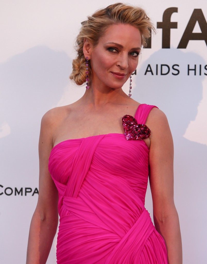 Uma Thurman in a pink dress - amfAR