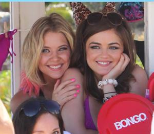 Lucy Hale and Ashley Benson photoshoot at the Bondo Bikini Shack on Miami Beach on March 24, 2012
