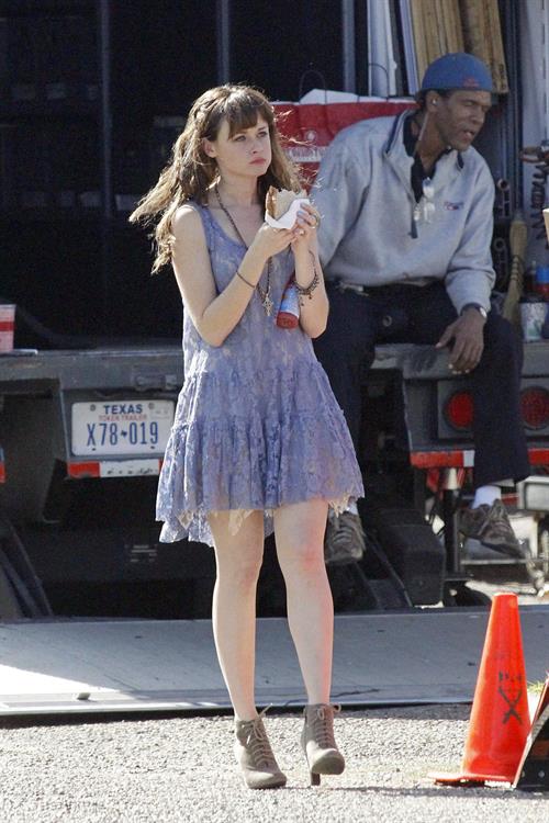 Alexis Bledel on the set of 'Remember Sunday' in New Orleans January 25, 2013