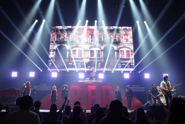 Taylor Swift on stage at the KIIS FM 2012 Jingle Ball concert at Nokia Theatre in Los Angeles - December 1, 2012 