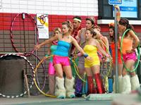 Olivia Wilde in shorts on the set of film free hugs in California July 29, 2011 