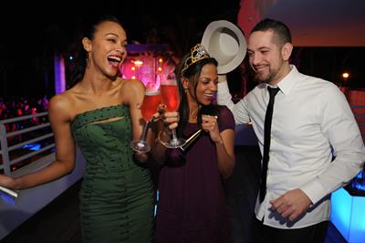 Zoe Saldana Hosts a New Year's Eve bash at James Royal Palm Hotel in Miami Beach December 31-2012 