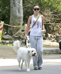Olivia Wilde walking her dog in the Hollywood Hills on June 24, 2011