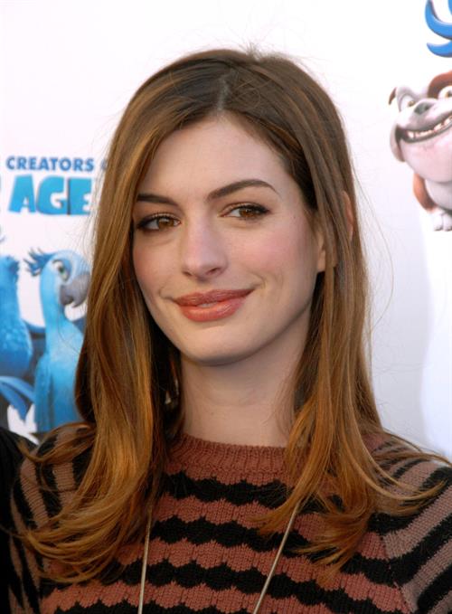 Anne Hathaway 20th Century Fox press day for Rio at Zanuck Theater January 28, 2011 