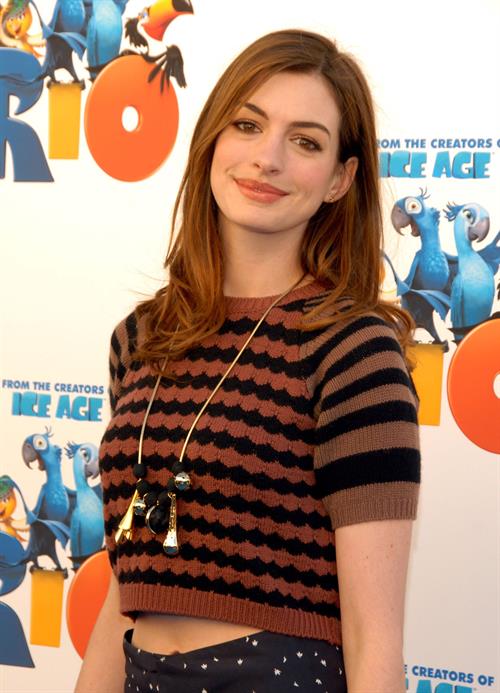 Anne Hathaway 20th Century Fox press day for Rio at Zanuck Theater January 28, 2011 