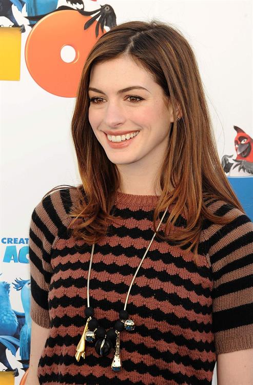 Anne Hathaway 20th Century Fox press day for Rio at Zanuck Theater January 28, 2011 
