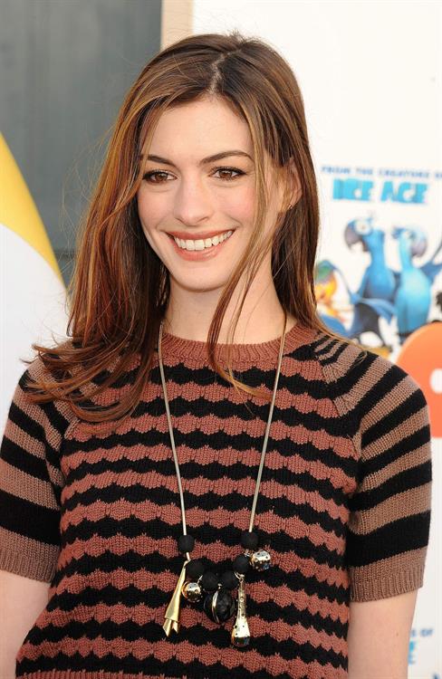 Anne Hathaway 20th Century Fox press day for Rio at Zanuck Theater January 28, 2011 