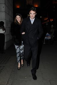 Kelly Brook birthday dinner with Thom Evans at The Wolseley restaurant London November 23, 2012 