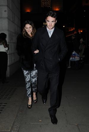 Kelly Brook birthday dinner with Thom Evans at The Wolseley restaurant London November 23, 2012 