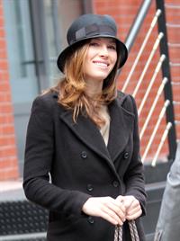 Jessica Biel leaving Justin Timberlake's apartment February 18, 2010