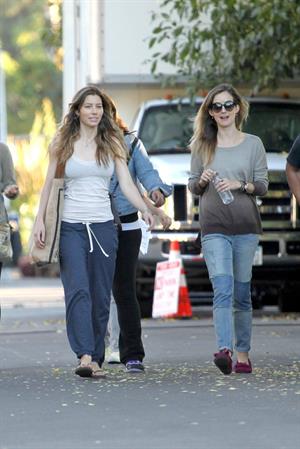 Jessica Biel – “Shiva and May” set candids, LA 10/17/13 