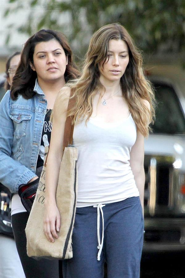 Jessica Biel – “Shiva and May” set candids, LA 10/17/13 