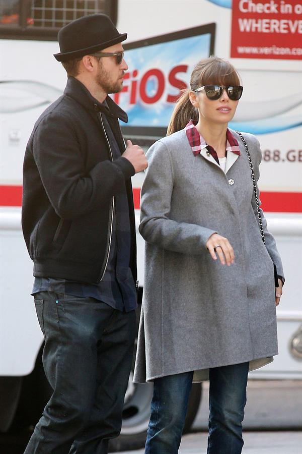 Jessica Biel Holding hands while walking in New York (November 12, 2012)  