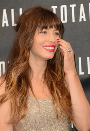 Jessica Biel poses at the Total Recall - Los Angeles Photo Call on July 28, 2012 in Beverly Hills, California