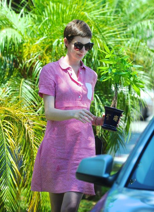 Anne Hathaway out about in Hollywood July 22, 2012 