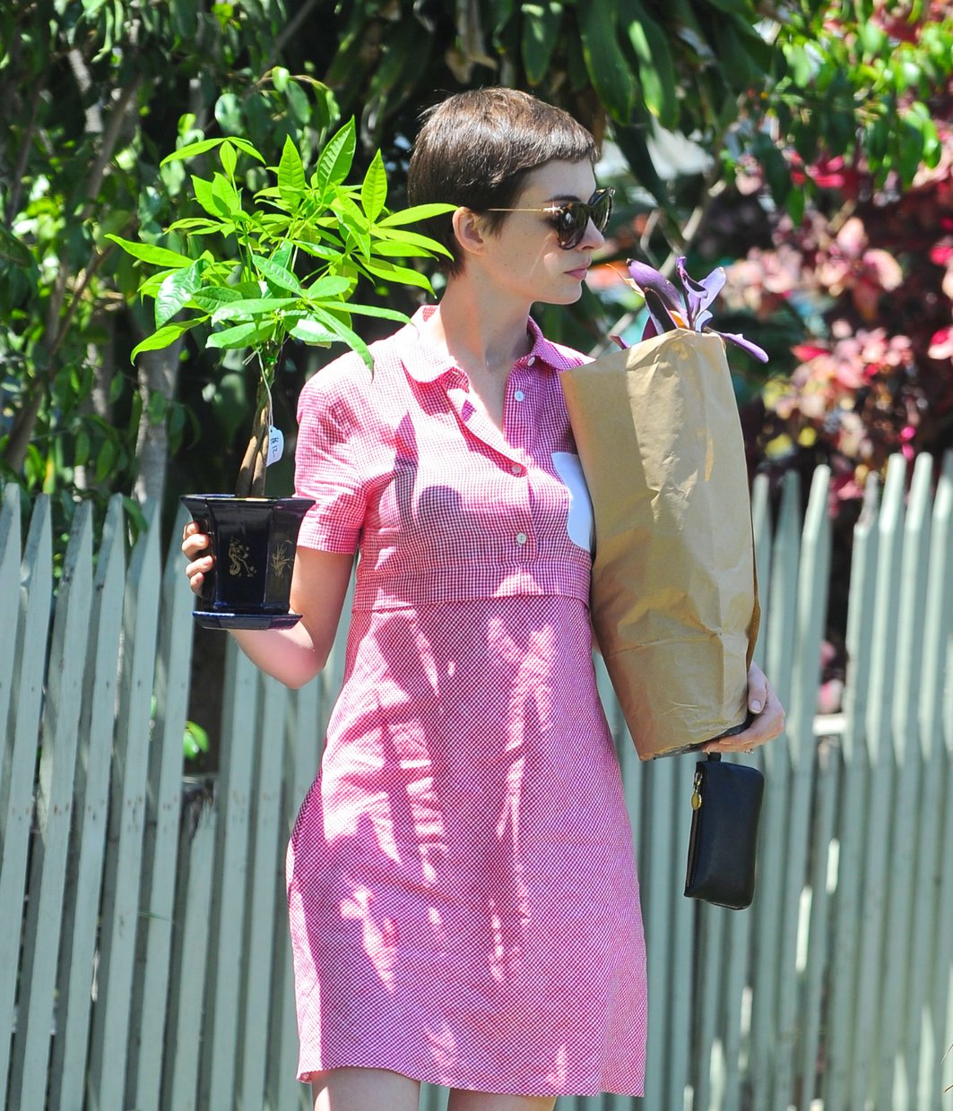 Anne Hathaway out about in Hollywood July 22, 2012 