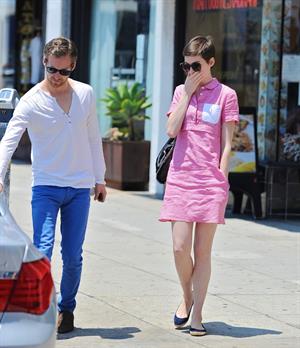 Anne Hathaway out about in Hollywood July 22, 2012 