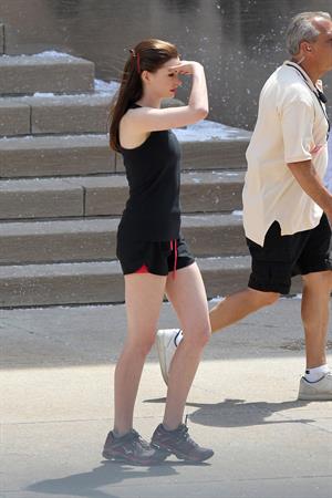 Anne Hathaway set of the Dark Knight Rises in Pittsburgh 4-8-2011