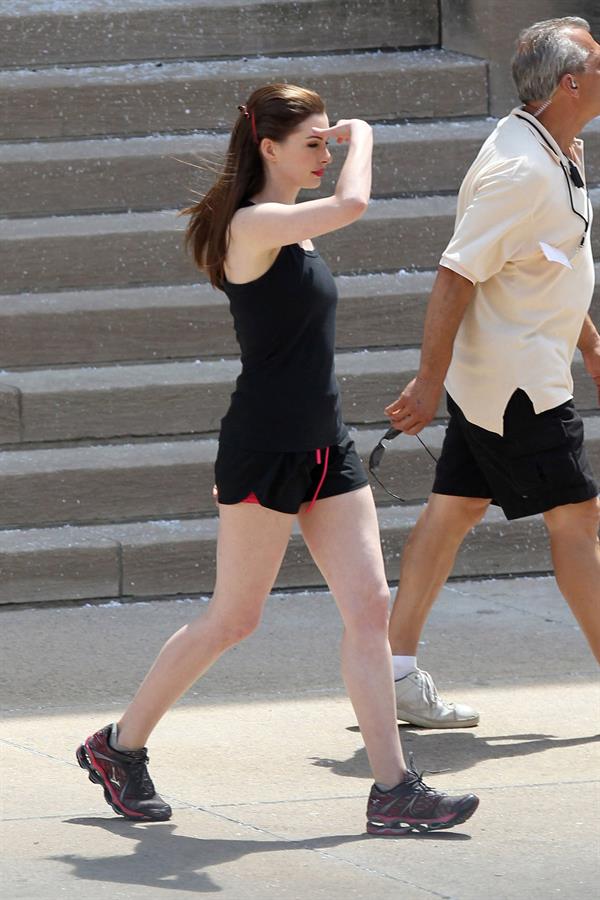 Anne Hathaway set of the Dark Knight Rises in Pittsburgh 4-8-2011
