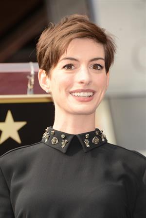 Anne Hathaway attends the Hugh Jackman Hollywood Walk Of Fame Ceremony in Hollywood December 13-2012 