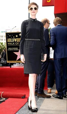 Anne Hathaway attends the Hugh Jackman Hollywood Walk Of Fame Ceremony in Hollywood December 13-2012 