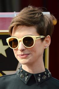 Anne Hathaway attends the Hugh Jackman Hollywood Walk Of Fame Ceremony in Hollywood December 13-2012 